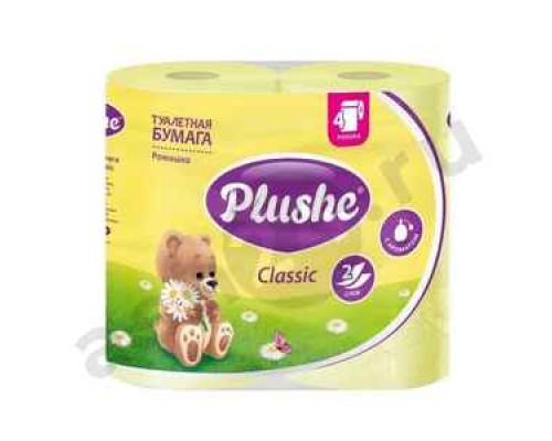 Туалетная бумага PLUSHE ромашка 4 рулона 2 слоя