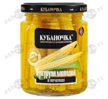 Консервы Кукуруза КУБАНОЧКА молодая в початках 260г с/б