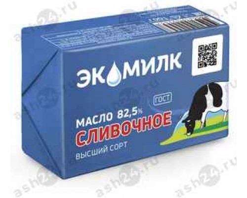 Молочные продукты Масло сливочное ЭКОМИЛК 82,5% 180г