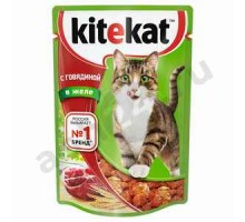 Корм для кошек KITEKAT сочная говядина в желе 85г (5980)