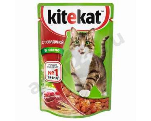 Корм для кошек KITEKAT сочная говядина в желе 85г (5980)