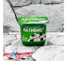 Йогурт АКТИБИО лен черника 5 злаков 2,9% 130г стакан