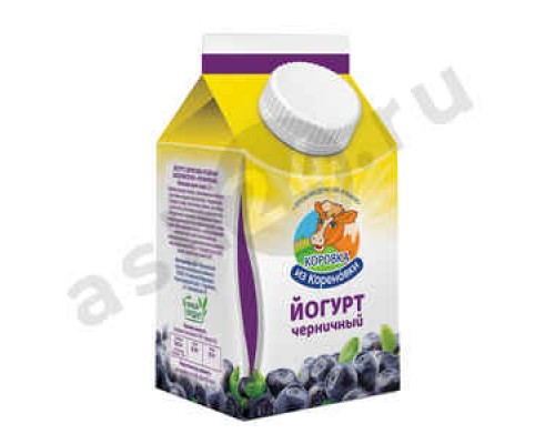 Молочные продукты Йогурт КОРОВКА ИЗ КОРЕНОВКИ черника 450г т/п (1119)
