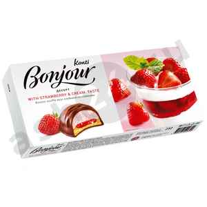 Десерт BONJOUR клубника со сливками 232г коробка