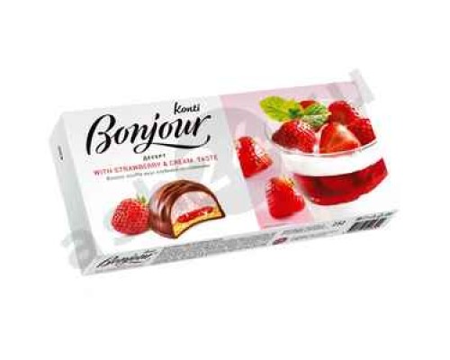 Десерт BONJOUR клубника со сливками 232г коробка