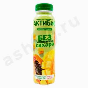 Молочные продукты Йогурт АКТИБИО манго папайя без сахара 1,5% 260г бутылка (4507)