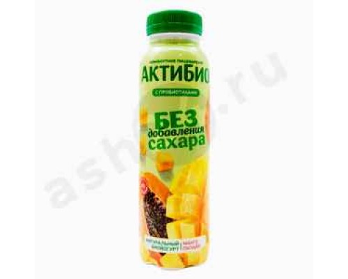 Молочные продукты Йогурт АКТИБИО манго папайя без сахара 1,5% 260г бутылка (4507)