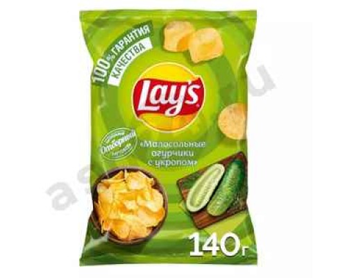 Чипсы LAYS малосольные огурчики с укропом 140г