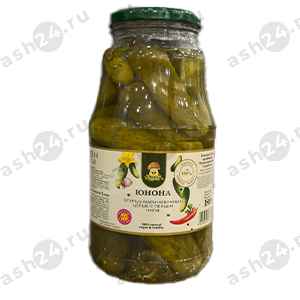 Бакалея Консервы Огурцы ЮНОНА с перцем чили 1800г с/б