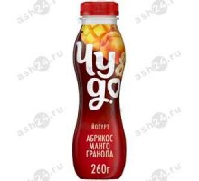 Йогурт ЧУДО абрикос манго гранола 260г бутылка (1457)