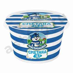 Молочные продукты Сметана ПРОСТОКВАШИНО 15% 180г стакан (3930)