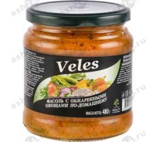 Консервы Фасоль VELES с обжаренными овощами по-домашнему 480г с/б