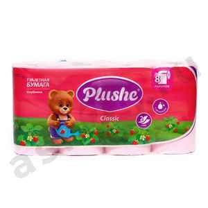 Туалетная бумага PLUSHE клубника 8 рулона 2 слоя