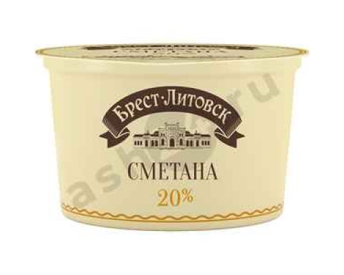 Молочные продукты Сметана БРЕСТ-ЛИТОВСК 20% 180г стакан (2424)