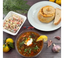 Солянка, капуста тушеная с мясом, с-т оливье + ahs-комплимент