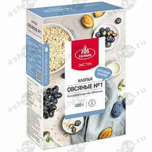 Бакалея Хлопья овсяные №1 АГРО-АЛЬЯНС 400г коробка