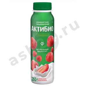 Молочные продукты Йогурт АКТИБИО клубника земляника 1,5% 260г бутылка (2763)