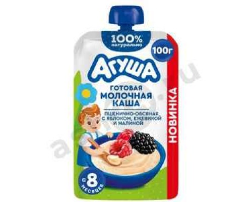 Бакалея Каша молочная АГУША яблоко ежевика малина 100г