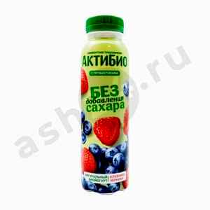 Молочные продукты Йогурт АКТИБИО клубника черника 260г бутылка (4491)