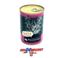Корм для кошек TASTY вкусное мясо 415г ж/б