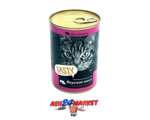 Корм для кошек TASTY вкусное мясо 415г ж/б
