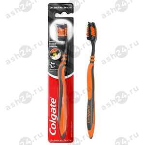 Зубная щетка зиг-заг COLGATE древесный уголь ср.жест. 2+1