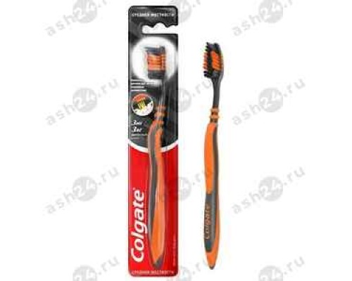 Зубная щетка зиг-заг COLGATE древесный уголь ср.жест. 2+1