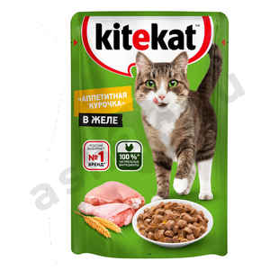 Корм для кошек KITEKAT аппетитная курочка в желе 85г (6024)