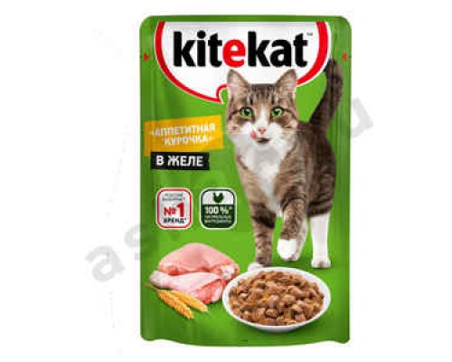 Корм для кошек KITEKAT аппетитная курочка в желе 85г (6024)