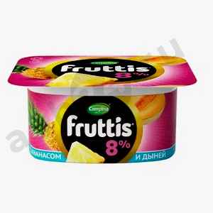Молочные продукты Йогурт FRUTTIS малина ананас дыня 8% 115г (3128)