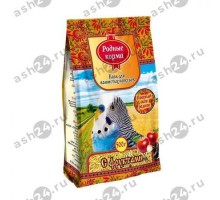 Корм РОДНЫЕ КОРМА для волнистых попугаев с фруктами 500г