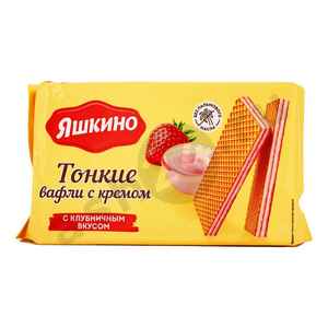 Тонкие вафли ЯШКИНО клубника 144г