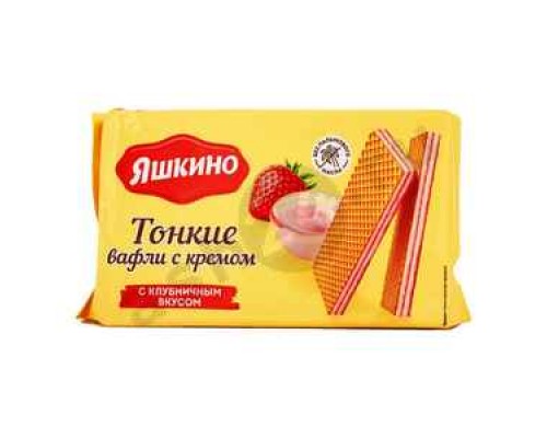 Тонкие вафли ЯШКИНО клубника 144г