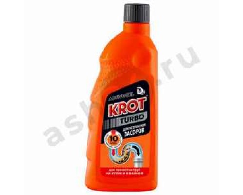 Средство для устранения засоров КРОТ turbo 1л