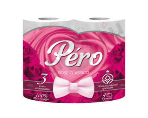 Туалетная бумага PERO rose classico 3слоя 4рулона