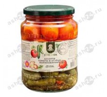 Консервы Ассорти огурцы и томаты маринованные ЮНОНА 700г с/б