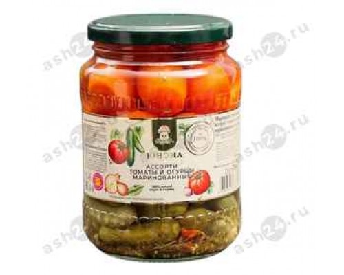 Бакалея Консервы Ассорти ЮНОНА огурцы и томаты 700г с/б