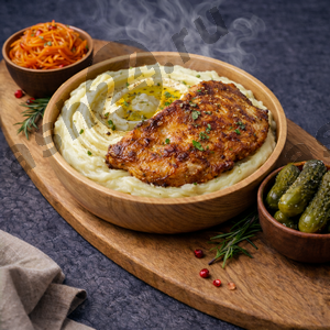 Гарнир картофельное пюре+отбивная куриная