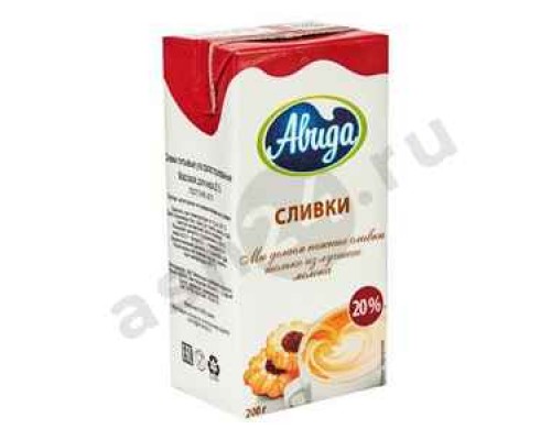 Молочные продукты Сливки АВИДА 20% 200г т/п (1247)