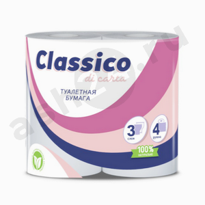 Химия Бумага туалетная CLASSICO белая 3слоя 4 рулона